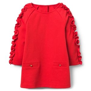 Janie and Jack Red Ruffle Sleeve Tunic Top in Girls 2T